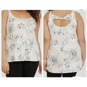 NEW Torrid Pink Floral Bow Birch Beauty Twist Back Tank Size 2X 18-20
